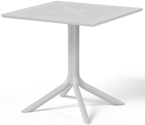 Costaelm Patio Dining Table for 4, Square PP Patio Table, 4-Person Weather Resistant Porch Tables for Outside Poolside Deck Lawn Garden Backyard, Gray by Costaelm