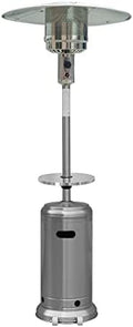 87'' Tall Patio Heater, 49000 BTU, Stainless Steel, Adjustable Table, Weight Bladder, Wheels, Regulator and Hose by AZPatioHeatersLLC