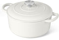 3 Qt Enameled Cast Iron Dutch Oven with Lid, E-far Small Round Nonstick Dutch Oven Pot for Bread Baking Braising Stews Roasting Cooking, Heavy Duty, Induction & Oven Safe - White by E-far