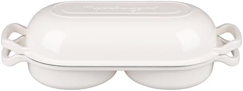 VORRINGARD Enameled Cast Iron Double Dutch Oven with Lid, Dual Round Loaf Pan, Bread pan for Homemade Sourdough Bread Baking, White - Image 4