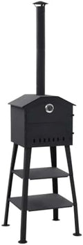 Outdoor Pizza Oven Charcoal Fired with 2 Fireclay Stones, Portable Wood Fired Oven for Backyard Cooking, Pizza Maker with Thermometer and Removable Ash Tray, Black by Unknown