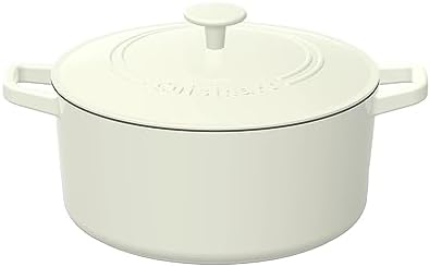 Cuisinart Chef's Classic Enameled Cast Iron Dutch Oven with Lid, Porcelain Enameled Interior, Oven Safe, Induction Compatible, 5-Quart, Round, Cream by Cuisinart