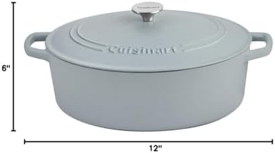 Cuisinart Chef's Classic Enameled Cast Iron Dutch Oven with Lid, Porcelain Enameled Interior, Oven Safe, Induction Compatible, 7-Quart, Oval, Matte Grey - Image 3