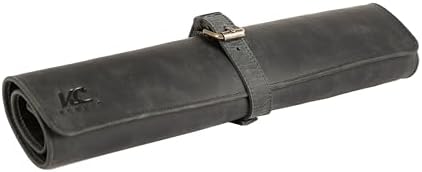 Leather Knife Roll Bag for Chefs – 17.5” x 17.5” Professional Chef Knife Storage Organizer, Portable Culinary Knife Case, Travel Knife Roll for Kitchen, BBQ & Catering (Black) by KomalC