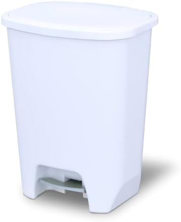 Glad Kitchen Trash Can 20 Gallon | Large Plastic Waste Bin with Odor Protection of Lid | Hands Free with Step On Foot Pedal and Garbage Bag Rings, 20 Gallon, White by GladTrashFoodStorage