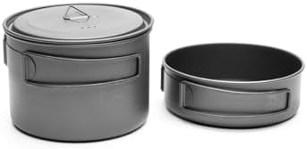 TOAKS Titanium Compact Cookset 2pcs – 800ml Pot and 400ml Pot with Lid，Seamless Nesting Design for Backpacking, Camping, and Outdoor Cooking - Image 2