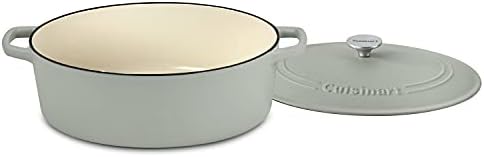 Cuisinart Chef's Classic Enameled Cast Iron Dutch Oven with Lid, Porcelain Enameled Interior, Oven Safe, Induction Compatible, 7-Quart, Oval, Sage - Image 2