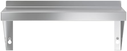 AmGood 08" Width x 16" Length | Stainless Steel Wall Shelf | Turned-Down Edge | Metal Shelving | Heavy Duty | Commercial Grade | Wall Mount | NSF Certified - Image 4