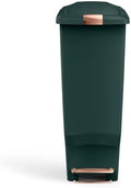 simplehuman Slim Step Can, 40L / 10.6 Gallon Space-Efficient Kitchen Trash Can, Studio Edition, Pet-Proof Slide Lock, 150,000-Step Pedal, Wheels, Hunter Green Plastic by Unknown