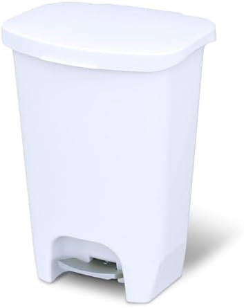Glad 13 Gallon Trash Can with Clorox Odor Protection | Plastic Kitchen Waste Bin | Hands Free with Step On Foot Pedal and Garbage Bag Rings, White by GladTrashFoodStorage