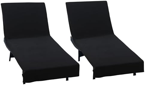 COTTON CRAFT Pool Lounge Chair Cover - 2 Pack - 100% Cotton - Black by COTTONCRAFT