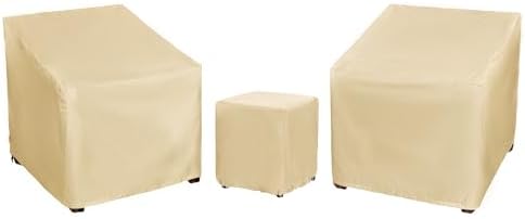 Patio Furniture Covers,Outdoor Furniture Cover Waterproof,Patio Furniture Set Covers for 3 Piece Outdoor Bistro,Patio Sofa Covers Set for 2 Chairs and Coffee Table,Beige by BANER+GARDEN