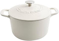 MARTHA STEWART Gatwick 7-Quart Enamel Cast Iron Dutch Oven – Linen Color with Silver Knob – Durable Heavy-Duty Dutch Oven for Slow Cooking and Braising by MarthaStewart