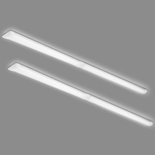 2 Packs 8FT LED Batten Light with 0.5m Cable, Ultra-Thin Ceiling Surface Mounted Light, 80W, 5000K, IP20, LED Ceiling Lamp for Garage, Shop, Hallway, Office, Market by colmeguna