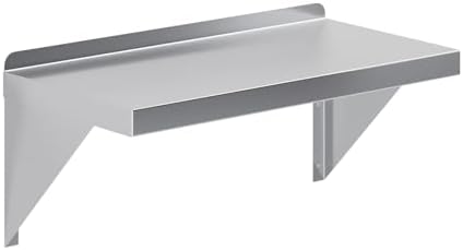 AmGood 12" Width x 24" Length | Stainless Steel Wall Shelf | Turned-Down Edge | Metal Shelving | Heavy Duty | Commercial Grade | Wall Mount | NSF Certified by AmGood