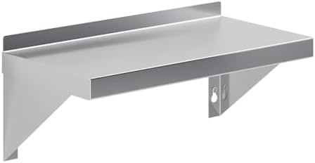 AmGood 08" Width x 16" Length | Stainless Steel Wall Shelf | Turned-Down Edge | Metal Shelving | Heavy Duty | Commercial Grade | Wall Mount | NSF Certified by AmGood