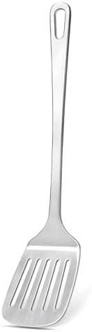 Stainless Steel Spatula, Metal Spatula Slotted Turner, Heavy Duty Sturdy Spatulas for Kitchen Use, High Heat Resistant Cooking Utensils for Fish Eggs Pancakes, Dishwasher Safe, Easy to Clean, Silver by Unknown