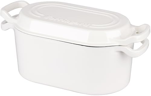 VORRINGARD Oval Dutch Oven Pot with Lid, Enamel Coating Cast Iron Bread Pans for Homemade Sourdough Bread Baking, Cooking, 4 Quart, White - Image 5