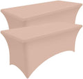 Smiry 2 Pack Spandex Table Cloth 8FT, Elastic Fitted Nude Tablecloth by Smiry