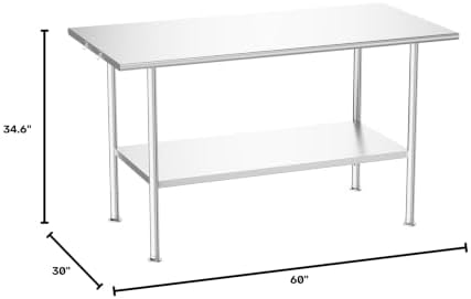 Atelicf NSF Stainless Steel Prep Table 30X60 inch, Rounded Flat Top - Image 3