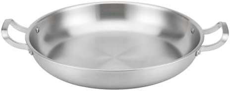 DELARLO 13 Inch Tri-Ply Stainless Steel Paella Pan With Lid, Big Frying Pan, kitchen Induction Large Skillets,Great for Paella Parties Indoors Outdoors,Heavy Duty Style - Image 4