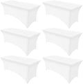 Smiry 6 Pack Spandex Table Cloth 6FT, Elastic Fitted White Tablecloth by Smiry