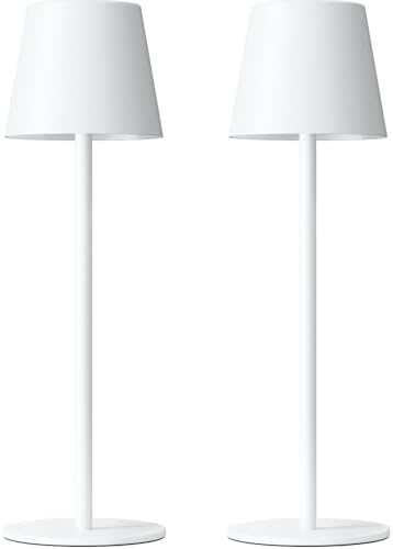 Kakanuo White Cordless Table Lamp Rechargeable - 2 Pack 5000mAH Battery Operated Lamp for Table, 3 Color Stepless Dimming Wireless Lamp for Kitchen Counter, Touch Control by KakanuoLightings