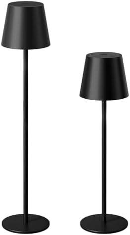 Kakanuo 20" Black Cordless Table Lamp Rechargeable - 2 Pack 5000mAH Battery Operated Lamp for Counter, 3 Color Stepless Dimming Wireless Lamp for Dining Table, Touch Control by KakanuoLightings