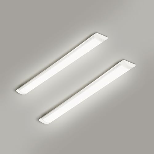 2 Packs 2FT LED Batten Light with 50cm Cable, Ultra-Thin Ceiling Surface Mounted Light, 20W, Day Light 4000K, IP20, LED Ceiling Lamp for Garage, Shop, Hallway, Office, Market by colmeguna