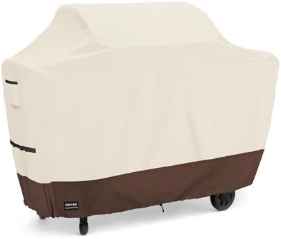 Grill Cover for Outdoor Grill 48 Inch for Weber Grill Covers Heavy Duty Waterproof BBQ Covers for Outside 48 Inch Weber Spirit 2 Grill Cover 48" L x 18" W x 42" H (Beige and Brown) by UNARK