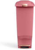 simplehuman Slim Step Can, 40L / 10.6 Gallon Space-Efficient Kitchen Trash Can, Studio Edition, Pet-Proof Slide Lock, 150,000-Step Pedal, Wheels, Blush Plastic by Unknown