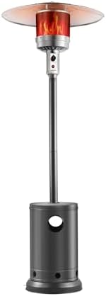 VEVOR 50000BTU Propane Patio Heater for Outdoor Use With Round Table Design, Metal Burner and Wheels - Tall Hammered Flame Heater for Party, Backyard, Garden, Silver Gray by VEVOR