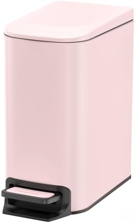 Cesun Small Bathroom Trash Can with Lid, 1.6 Gal, Soft Close, Pink by Cesun