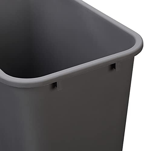 Amazon Basics Rectangular Commercial Office Wastebasket, Easy to Clean, 10 Gallon, Grey, 2-Pack - Image 4