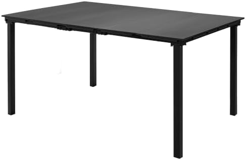59" Outdoor Patio Dining Table, HDPE Tabletop with Weather Resistant Metal Frame, Rust Proof Garden Table for Backyard Deck Porch, Black Woodgrain by OutdoorOasisFurniture
