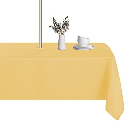 LUSHVIDA Rectangle Outdoor Tablecloth with Umbrella Hole 60x84 Inch Yellow by LUSHVIDA