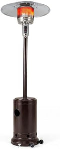 COSTWAY Outdoor Patio Heater, 47476 BTU Propane Heater with Stainless Steel Burner and Wheels, Triple Protection System, Standing Portable Outside Heater for Porch, Deck, Home and Commercial, Bronze by COSTWAY