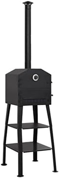 Outdoor Pizza Oven Charcoal Fired with 2 Fireclay Stones, Portable Garden Pizza Maker for Bread Cakes and Pies, Steel Wood Fired Outdoor Cooking Oven with Thermometer and Removable Ash Tray by Unknown