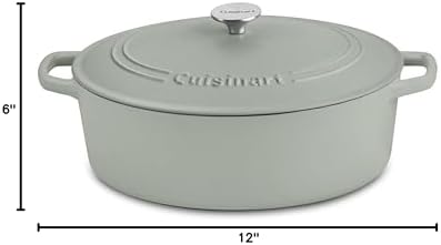 Cuisinart Chef's Classic Enameled Cast Iron Dutch Oven with Lid, Porcelain Enameled Interior, Oven Safe, Induction Compatible, 7-Quart, Oval, Sage - Image 3