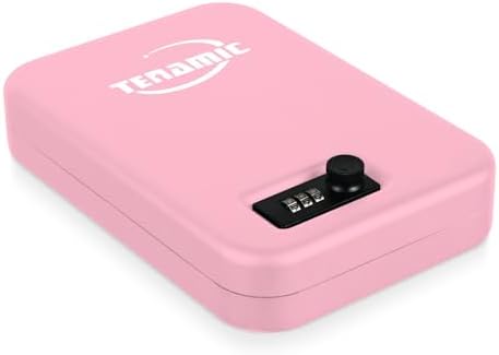 TENAMIC Pistol Safe, Portable Travel Gun Safe, Solid Steel Handgun Lock Box for Home, Gun Safes for Car, Pink by Tenamic