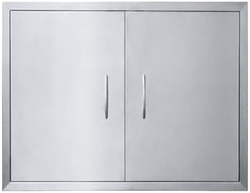 JIE JIN 30" W X 21" H Outdoor Kitchen Doors Double Doors Thickened 304 Brushed Stainless Steel BBQ Access Door BBQ Island Doors Outdoor Kitchen Accessories Door for Outdoor Kitchen BBQ Island by JIEJIN