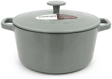 Cuisinart Chef's Classic Enameled Cast Iron Dutch Oven with Lid, Porcelain Enameled Interior, Oven Safe, Induction Compatible, 5-Quart, Round, Gray/Sage by Cuisinart