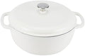 Amazon Basics Enameled Cast Iron Dutch Oven Pot With Lid, 6-Quart, Round, Dual Handles, Heavy-Duty, Oven Safe for Stews, Roasting & Baking, Matte White by AmazonBasics