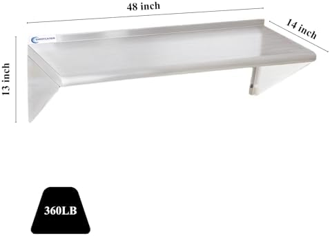 Stainless Steel Shelf 2 Pack 14"x48", Wall Mounted Metal Shelves - Image 3