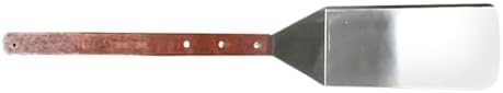 TrueCraftware- 8" x 3" Stainless Steel Solid Turner 21" Wooden Handle Spatula Scraper Hamburger Pancake Flipper BBQ Grill Flat Top Griddle Commercial Grade - Image 3
