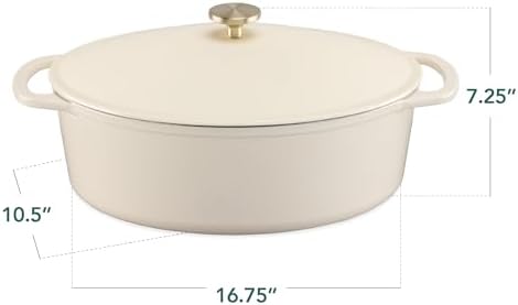 Best Choice Products Oval 7.5 Quart Enamel Cast-Iron Dutch Oven, Heavy-Duty Pre-Seasoned for Baking, Cooking w/Side Handles – Vanilla Buttercream - Image 2