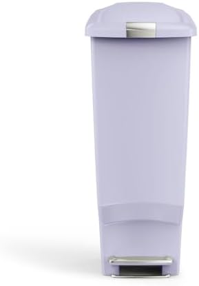 simplehuman Slim Step Can, 40L / 10.6 Gallon Space-Efficient Kitchen Trash Can, Studio Edition, Pet-Proof Slide Lock, 150,000-Step Pedal, Wheels, Lilac Plastic by Unknown