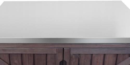 42.1" Outdoor Kitchen Island with Side Shelf and Stainless Top, Dark Brown - Image 7