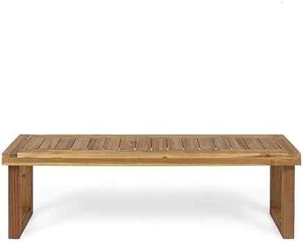 69'' Outdoor Patio Dining Table & 2 Bench for 4, Acacia Wood Dining Table Set Outdoor & Indoor Furniture for Patio Porch Garden, 3-Pcs, Sandblast Natural Finish - Image 7