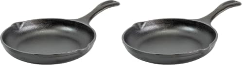 Lodge 8" Cast Iron Skillet - Chef Collection - Perfect Sear - Ergonomic Handles - Superior Heat Retention - Cast Iron Cookware & Skillet (Pack of 2) by Lodge
